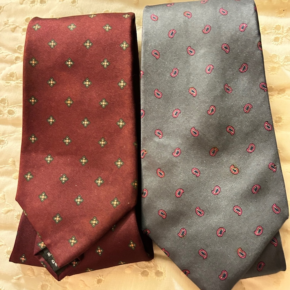 Classic Men's Paisley and Medallion Silk Ties - Burgundy & Gray